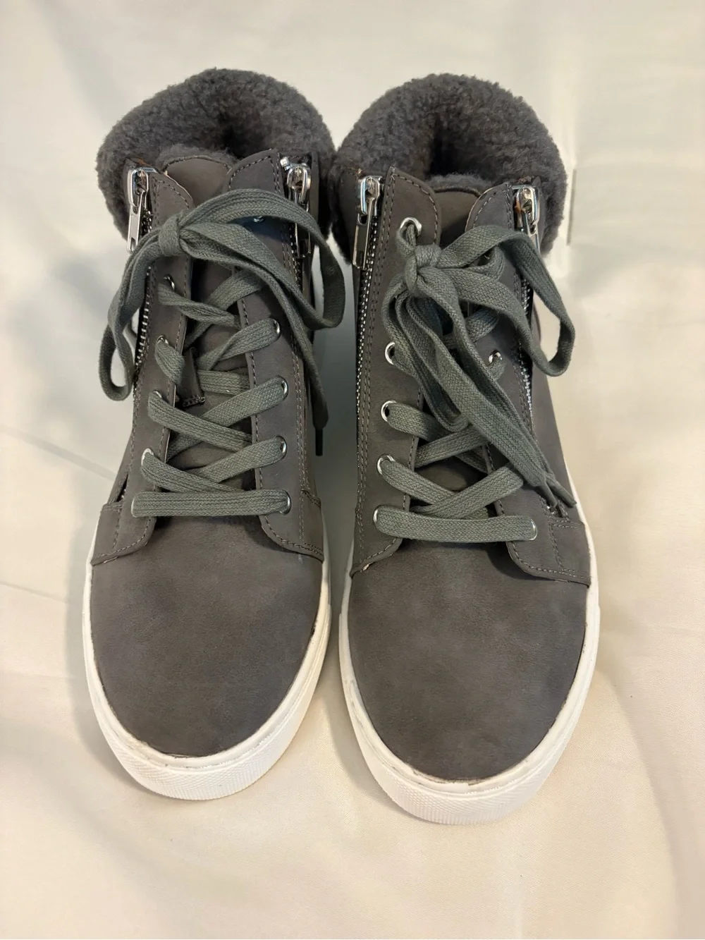 DV by Dolce Vita Gray High-Top Sneakers with Sherpa Collar